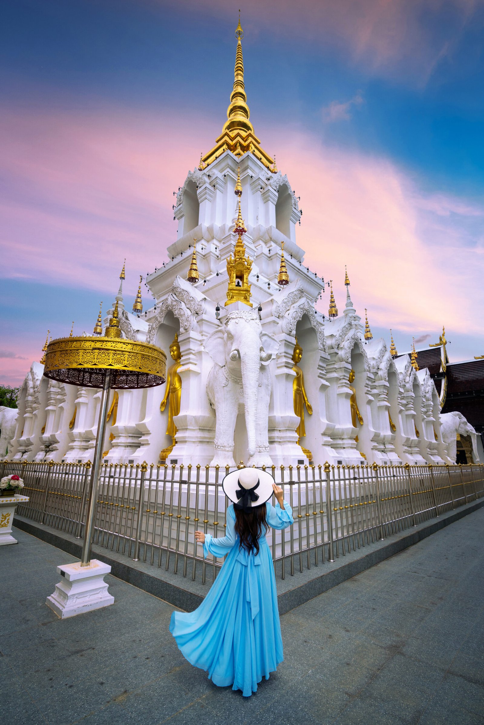 Tourist visiting at Wat Khua Khrae in Chiang rai, Thailand.